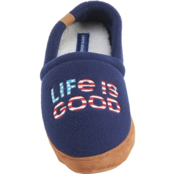 Life is good® Embroidered USA Flag Fleece Slippers (For Men) - Picture 5 of 5